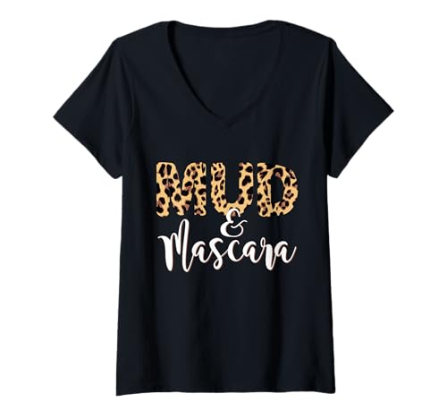Damen UTV Matsch und Wimperntusche, lustig nebeneinander, UTV SXS T-Shirt mit V-Ausschnitt von UTV Mud And Mascara Funny Saying