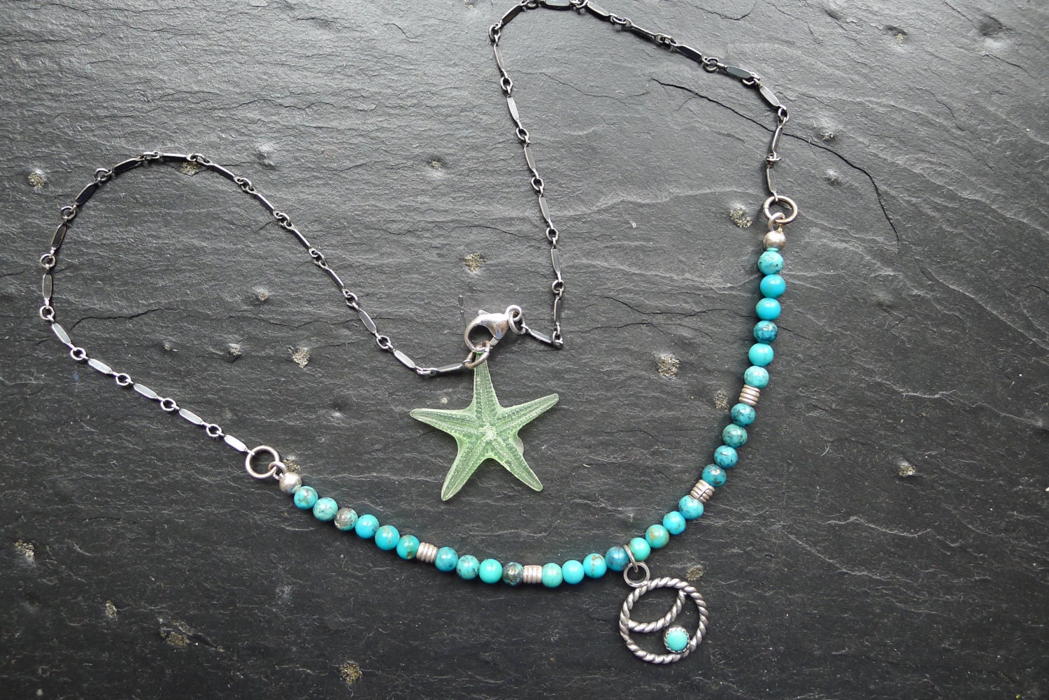 Dornröschen Türkis Kette Sterling Silber Boho Anhänger Dornröschen Türkis Kette Sterling Silber Boho Anhänger von UTXITA