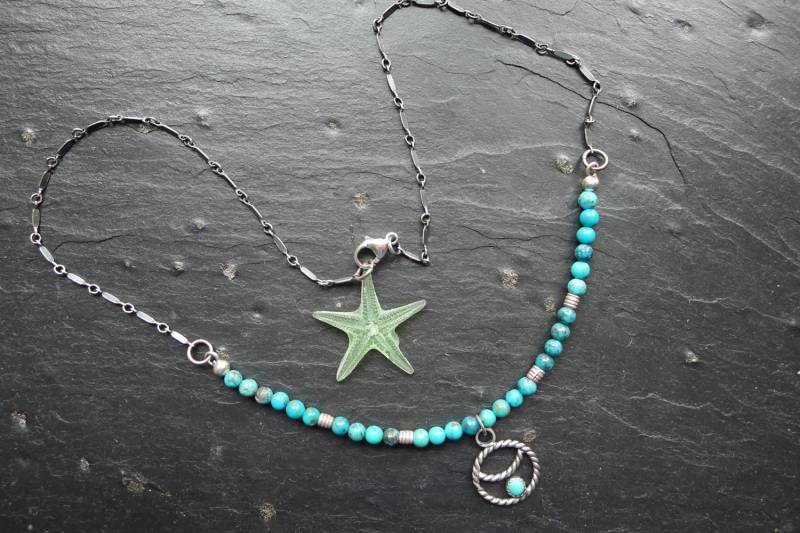 Dornröschen Türkis Kette Sterling Silber Boho Anhänger Dornröschen Türkis Kette Sterling Silber Boho Anhänger von UTXITA