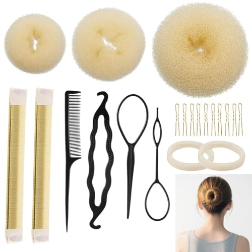 21-teiliges Haar-Dutt-Maker-Set – Duttkissen & Styling-Werkzeug für Damen, DIY Donut Dutt-Set für Ballett & Chignon, Haarschmuck für Mädchen und Frauen von UTXN