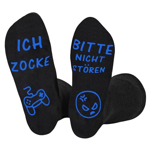 UTXN Lustige Gaming Socken Mit Spruch "BITTE NICHT STÖREN ICH ZOCKE" - Fun Geschenk Für Vatertag, Weihnachten, Geburtstag - Für Männer, Frauen, Teenager von UTXN