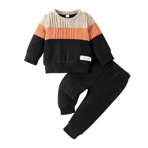 UUAISSO Baby Jungen Kleidung 2tlg Langarm Kontrast Oberteil Hose Sets für Baby Jungen Herbstkleidung Orange 18-24 Monate von UUAISSO