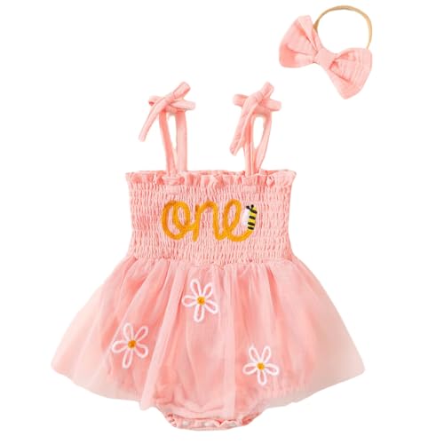 UUAISSO Baby Mädchen 1. Geburtstag Outfits Cake Smash Strampler Kleid Ärmellos Eine Stickerei Bodysuit Stirnband Sets Rosa Biene 6-12 Monate UUAISSO Baby Mädchen 1. Geburtstag Outfits Cake Smash Strampler Kleid Ärmellos Eine Stickerei Bodysuit Stirnband Sets Rosa Biene 6-12 Monate von UUAISSO