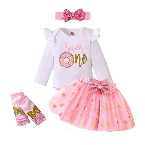 UUAISSO Baby Mädchen Mein 1. Geburtstag Outfits Kurzarm Cake Smash Rock Pailletten Tutu Prinzessin Kleid Kleidung Sets Lange Ärmel Rosa one 12 Monate von UUAISSO