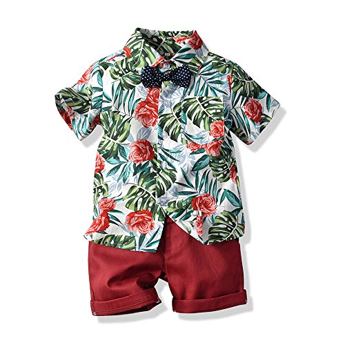 UUAISSO Kleinkind Baby Junge Kleidung Print Shirt Kurzarm Tops Shorts Sets Hawaiian Sommer Baby Jungen Outfits Rot 2-3 Jahre von UUAISSO