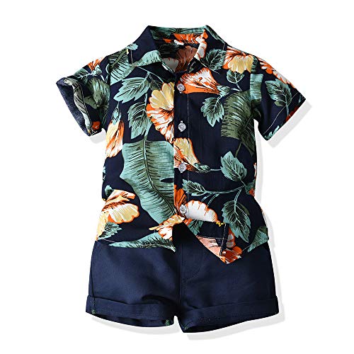 UUAISSO Kleinkind Baby Junge Kleidung Print Shirt Kurzarm Tops Shorts Sets Hawaiian Sommer Baby Jungen Outfits Schwarz 9-12 Monate von UUAISSO