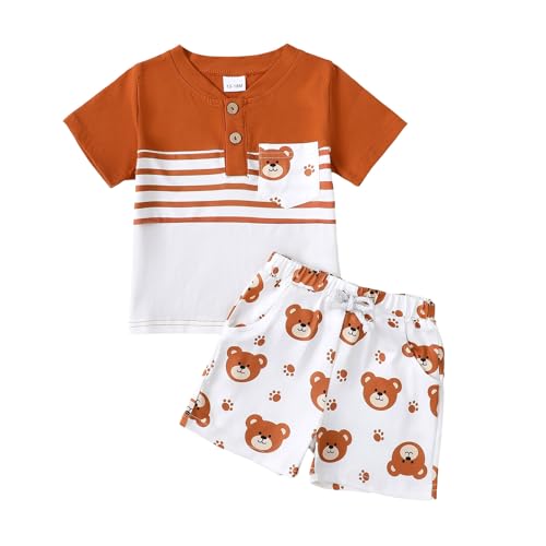 UUAISSO Kleinkind Baby Jungen Kleidung Kurzarm Dinosaurier Streifen Tops Bär Print Shorts Set Baby Jungen Sommer Outfits Braun 2–3 Jahre UUAISSO Kleinkind Baby Jungen Kleidung Kurzarm Dinosaurier Streifen Tops Bär Print Shorts Set Baby Jungen Sommer Outfits Braun 2–3 Jahre von UUAISSO