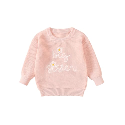 UUAISSO Kleinkind Baby Mädchen Pullover Große Schwester Kleine Schwester Langarm Pullover Sweatshirts Outfits Säugling Winter Outfits Rosa große Schwester 4–5 Jahre von UUAISSO