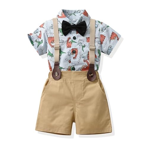 UUAISSO Kleinkind baby Junge Gentleman Outfits Kurzarm Bodysuit Shirts Hosenträger Hosen Sommer Infant kleiner Junge Anzüge Blau 18-24 Monate von UUAISSO