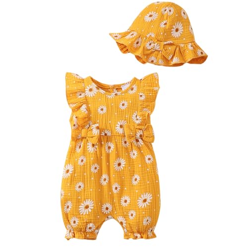 UUAISSO Neugeborenes Baby Mädchen Kleidung Langarm Rüschen Overall Bowknot Romper Infant Mädchen Herbst Winter Outfits Ärmellos Gelb 12-18 Monate von UUAISSO