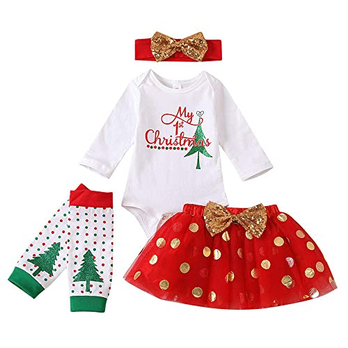 UUAISSO Neugeborenes Baby Mädchen Weihnachtskleidung Langarm Strampler und Rock Niedliche Winter Weihnachtsoutfits Sets rot1 3-6 Monate von UUAISSO