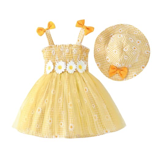 UUAISSO Sommerkleidung für Kleinkinder und Babys ärmelloses Sommerkleid mit Blumenmuster und süßer Mütze Kleider für Kleinkinder Gelb 9–12 Monate UUAISSO Sommerkleidung für Kleinkinder und Babys ärmelloses Sommerkleid mit Blumenmuster und süßer Mütze Kleider für Kleinkinder Gelb 9–12 Monate von UUAISSO