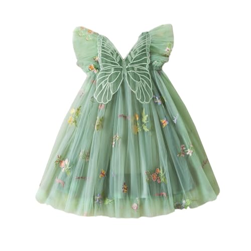 UUAISSO Tutu Kleid für Kleinkinder Babys ärmellos Tüllkleid Schmetterlingsstickerei Geburtstagsparty Prinzessinnen-Sommerkleid Grün 4-5 Jahre von UUAISSO