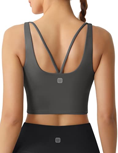 UUE Sport BH Damen Gepolstert, Yoga Sports Top Mittlere Halt Fuer Fitness Lauf Yoga, Longline Strech Sports Bra mit Abnehmbaren Cups von UUE