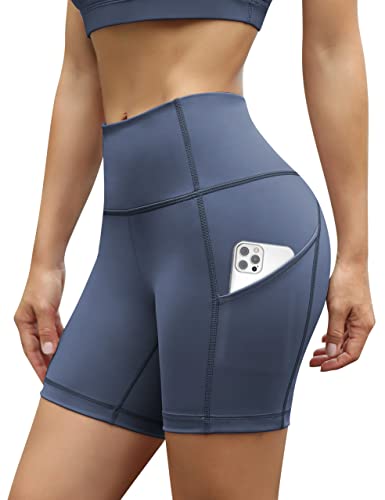 UUE Sporthose Radlerhose Damen Kurze mit Taschen, High Waist Sport Leggings Fitness Blickdichte Gym Biker Shorts von UUE