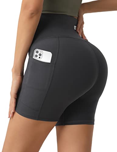 UUE Sporthose Radlerhose Damen Kurze mit Taschen, High Waist Sport Leggings Fitness Blickdichte Gym Biker Shorts von UUE