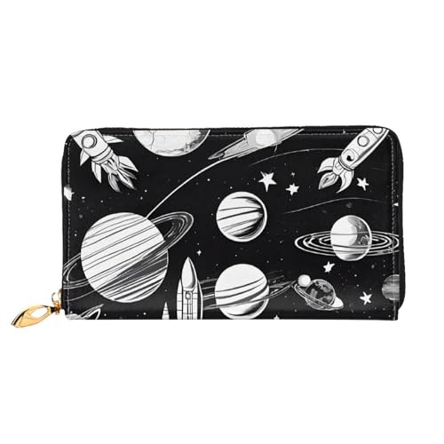 UUYHHGB (Astronaut und Alien) Druck, großes Fassungsvermögen, PU-Leder, Kreditkartenhalter, Handy, Scheckbuch, Organizer, Reißverschlusstasche, bunte Geldbörsen, Clutch, Geldbörse für Damen, Herren, von UUYHHGB