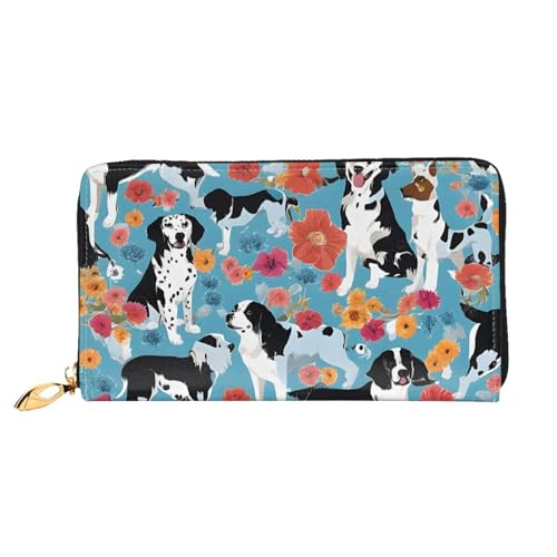 UUYHHGB (Border Collie Florals) Print Large Capacity Wallet PU Leather Credit Card Holder Phone Checkbook Organizer Zipper Bag Colorful Wallets Clutch Purse for Women Men, Border Collie Florals, One, von UUYHHGB
