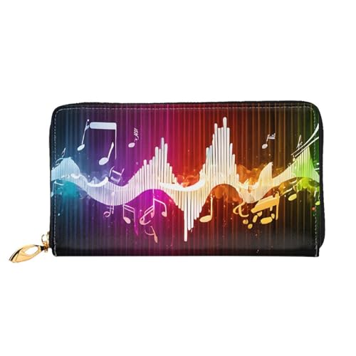 UUYHHGB (Farbige Musiknoten) bedruckte Geldbörse aus PU-Leder, Kreditkartenhalter, Handy, Scheckbuch, Organizer, Reißverschlusstasche, bunte Geldbörsen, Clutch, Geldbörse für Damen und Herren, farbige von UUYHHGB