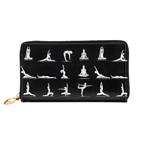 UUYHHGB (Yoga) Geldbörse mit großem Fassungsvermögen, PU-Leder, Kreditkartenhalter, Handy, Scheckbuch, Organizer, Reißverschlusstasche, bunte Geldbörse, Clutch, Geldbörse für Damen und Herren, Yoga, von UUYHHGB