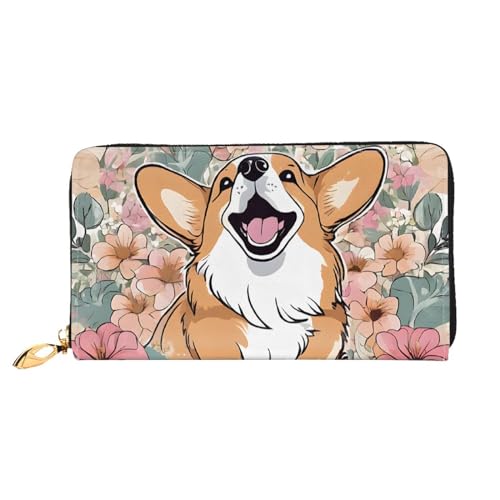 UUYHHGB Corgi Geldbörse mit Blumenmuster, großes Fassungsvermögen, PU-Leder, Kreditkartenhalter, Handy, Scheckbuch, Organizer, Reißverschlusstasche, bunte Geldbörsen, Clutch, Geldbörse für Damen und UUYHHGB Corgi Geldbörse mit Blumenmuster, großes Fassungsvermögen, PU-Leder, Kreditkartenhalter, Handy, Scheckbuch, Organizer, Reißverschlusstasche, bunte Geldbörsen, Clutch, Geldbörse für Damen und von UUYHHGB