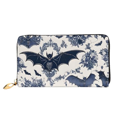 UUYHHGB Geldbörse mit Fledermaus-Muster, großes Fassungsvermögen, PU-Leder, Kreditkartenhalter, Handy, Scheckbuch, Organizer, Reißverschlusstasche, bunte Geldbörse, Clutch, Geldbörse für Damen und von UUYHHGB
