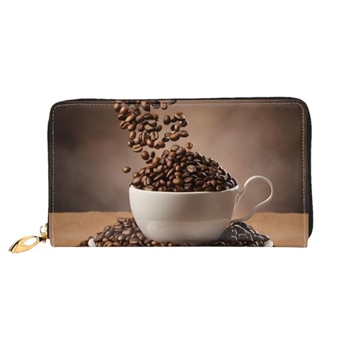 UUYHHGB Geldbörse mit Kaffeebohnen-Aufdruck, großes Fassungsvermögen, PU-Leder, Kreditkartenhalter, Handy, Scheckbuch, Organizer, Reißverschluss, bunte Geldbörsen, Clutch, Geldbörse für Damen und UUYHHGB Geldbörse mit Kaffeebohnen-Aufdruck, großes Fassungsvermögen, PU-Leder, Kreditkartenhalter, Handy, Scheckbuch, Organizer, Reißverschluss, bunte Geldbörsen, Clutch, Geldbörse für Damen und von UUYHHGB