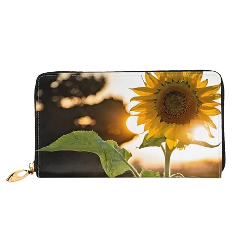 UUYHHGB Geldbörse mit Sonnenblumen- und Sonnenblumen-Motiv, großes Fassungsvermögen, PU-Leder, Kreditkartenhalter, Handy, Scheckbuch, Organizer, Reißverschluss, bunte Geldbörse, Clutch, Geldbörse für von UUYHHGB