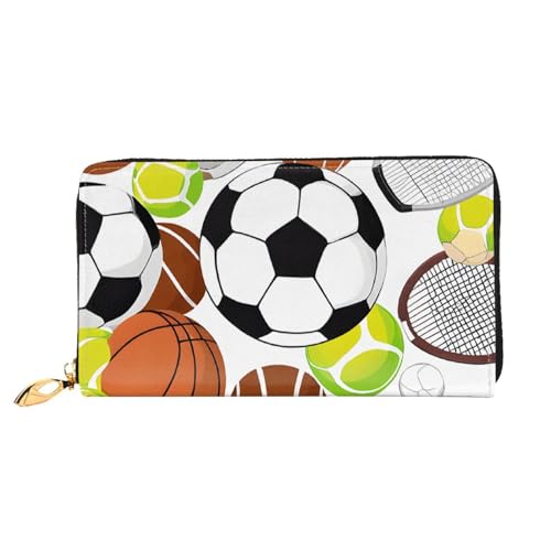 UUYHHGB Geldbörse mit Sportball-Aufdruck, großes Fassungsvermögen, PU-Leder, Kreditkartenhalter, Handy, Scheckbuch, Organizer, Reißverschlusstasche, bunte Geldbörse, Clutch, Geldbörse für Damen und von UUYHHGB