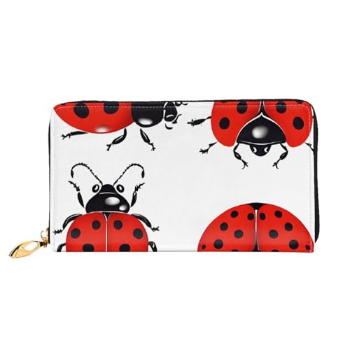 UUYHHGB Geldbörse mit großem Fassungsvermögen (Marienkäfer-Aufdruck), PU-Leder, Kreditkartenhalter, Handy, Scheckbuch, Organizer, Reißverschlusstasche, bunte Geldbörsen, Clutch, Geldbörse für Damen von UUYHHGB