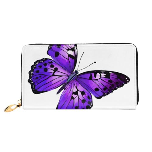 UUYHHGB Geldbörse mit niedlichem violettem Schmetterlings-Aufdruck, großes Fassungsvermögen, PU-Leder, Kreditkartenhalter, Handy, Scheckbuch, Organizer, Reißverschlusstasche, bunte Geldbörsen, Clutch, UUYHHGB Geldbörse mit niedlichem violettem Schmetterlings-Aufdruck, großes Fassungsvermögen, PU-Leder, Kreditkartenhalter, Handy, Scheckbuch, Organizer, Reißverschlusstasche, bunte Geldbörsen, Clutch, von UUYHHGB