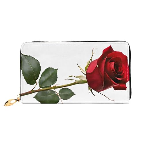UUYHHGB Geldbörse mit rotem Rosenaufdruck, großes Fassungsvermögen, PU-Leder, Kreditkartenhalter, Handy, Scheckbuch, Organizer, Reißverschluss, bunte Geldbörsen, Clutch, Geldbörse für Damen und von UUYHHGB