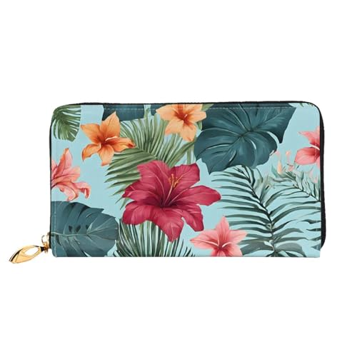 UUYHHGB Hojas Tropicales y Flores Geldbörse mit großem Fassungsvermögen, PU-Leder, Kreditkartenhalter, Handy, Scheckbuch, Organizer, Reißverschluss, bunte Geldbörsen, Clutch, Geldbörse für Damen und UUYHHGB Hojas Tropicales y Flores Geldbörse mit großem Fassungsvermögen, PU-Leder, Kreditkartenhalter, Handy, Scheckbuch, Organizer, Reißverschluss, bunte Geldbörsen, Clutch, Geldbörse für Damen und von UUYHHGB