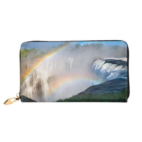 UUYHHGB Niagarafälle bedruckte Geldbörse mit großem Fassungsvermögen, PU-Leder, Kreditkartenhalter, Handy, Scheckbuch, Organizer, Reißverschlusstasche, bunte Geldbörsen, Clutch, Geldbörse für Damen von UUYHHGB