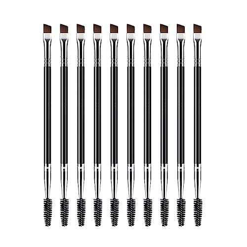 10 Stück Doppelkopf Augenbraue Wimpern Pinsel abgewinkelt Augenbraue Eyeliner Pinsel Augenbrauen Gel Applikator Make-up Pinsel von UUYYEO
