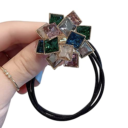 Elastische Strass-Haarbänder, Pferdeschwanz-Halter, Haargummis, Haargummis, Kristall-Haarseil, dehnbares Haar-Accessoire für Damen und Mädchen, Farbe von UUYYEO