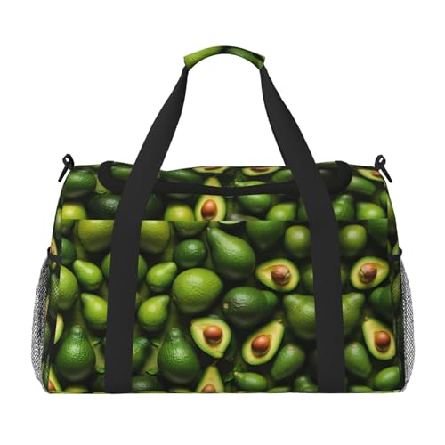 Avocado-Muster Weekender Overnight Handgepäcktasche für Damen und Herren, perfekt für Vielflieger, Schwarz , Einheitsgröße von UVBDF