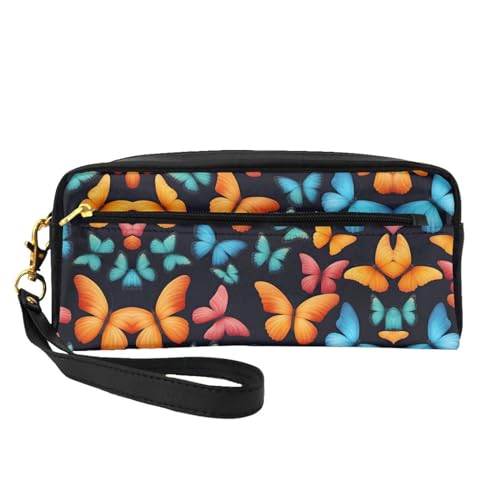 Bunte Make-up-Tasche mit Schmetterlingen, Reise-Kosmetiktasche, Make-up-Tasche für Damen, Make-up-Organizer, Reiseutensilien, Schwarz , Einheitsgröße, Kosmetiktasche von UVBDF