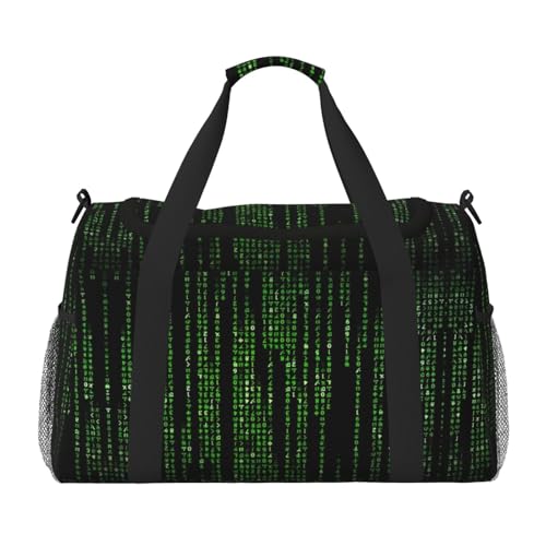 Green Number Binary Weekender Übernachtungstasche, für Damen und Herren, perfekt für Vielflieger, Schwarz , Einheitsgröße von UVBDF