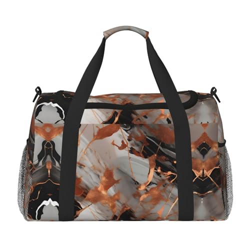 Handgepäcktasche mit Marmorstruktur, Kupferspritzer, für Damen und Herren, perfekt für Vielflieger, Schwarz , Einheitsgröße von UVBDF