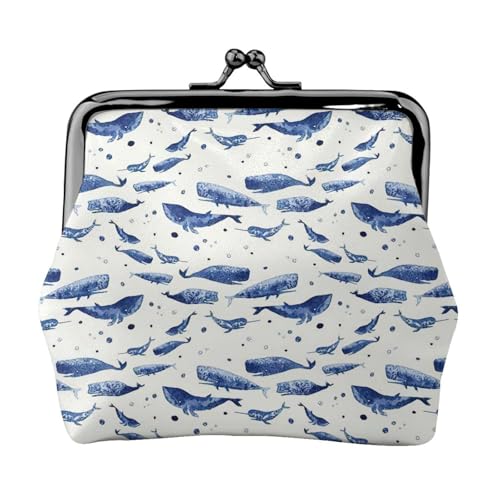 Kleine blaue Wale schwimmende Münzgeldbörse, Münzgeldbörse, Lippenstift, Kosmetikzubehör, Organizer, für den täglichen Gebrauch, Schwarz , Einheitsgröße, Münztasche von UVBDF