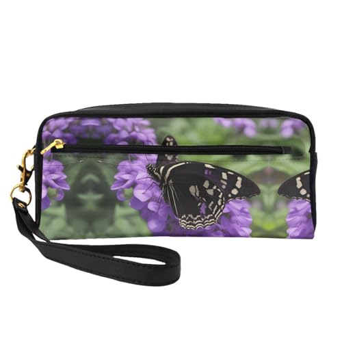 Make-up-Tasche mit Blumen- und Schmetterlings-Motiv, Reise-Kosmetiktasche, Make-up-Tasche für Damen, Make-up-Organizer, Reiseutensilien, Schwarz , Einheitsgröße, Kosmetiktasche von UVBDF