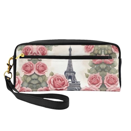 Make-up-Tasche mit Eiffelturm-Rose, Reise-Kosmetiktasche, Make-up-Tasche für Damen, Make-up-Organizer, Reiseutensilien, Schwarz , Einheitsgröße, Kosmetiktasche von UVBDF