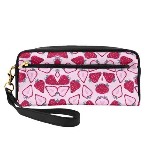 Make-up-Tasche mit Erdbeermuster, Reise-Kosmetiktasche, Make-up-Tasche für Damen, Make-up-Organizer, Reiseutensilien, Schwarz , Einheitsgröße, Kosmetiktasche von UVBDF