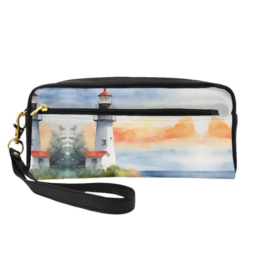 Make-up-Tasche mit Leuchtturm-Design, Reise-Kosmetiktasche, Make-up-Tasche für Damen, Make-up-Organizer, Reiseutensilien, Schwarz , Einheitsgröße, Kosmetiktasche von UVBDF