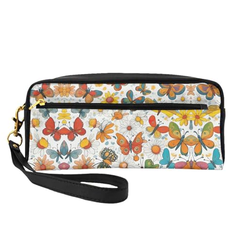 Make-up-Tasche mit Schmetterlings-Gänseblümchen, Reise-Kosmetiktasche, Make-up-Tasche für Damen, Make-up-Organizer, Reiseutensilien, Schwarz , Einheitsgröße, Kosmetiktasche von UVBDF
