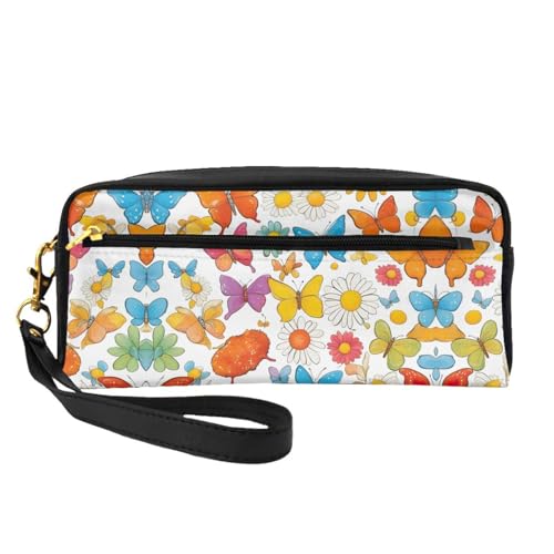Make-up-Tasche mit Schmetterlings-Gänseblümchen, Reise-Kosmetiktasche, Make-up-Tasche für Damen, Make-up-Organizer, Reiseutensilien, Schwarz , Einheitsgröße, Kosmetiktasche von UVBDF