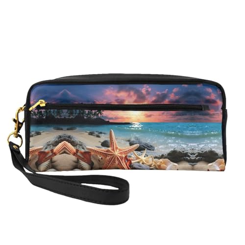 Make-up-Tasche mit Seestern und Korallen am Strand, Reise-Kosmetiktasche, Make-up-Tasche für Damen, Make-up-Organizer, Reiseutensilien, Schwarz , Einheitsgröße, Kosmetiktasche von UVBDF
