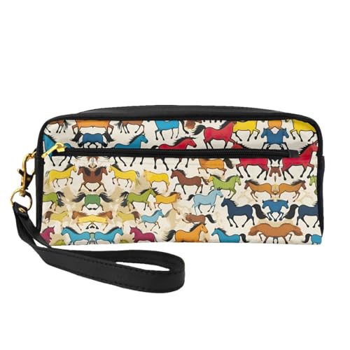 Make-up-Tasche mit bunten Cartoon-Pferden, Reise-Kosmetiktasche, Make-up-Tasche für Damen, Make-up-Organizer, Reiseutensilien, Schwarz , Einheitsgröße, Kosmetiktasche Make-up-Tasche mit bunten Cartoon-Pferden, Reise-Kosmetiktasche, Make-up-Tasche für Damen, Make-up-Organizer, Reiseutensilien, Schwarz , Einheitsgröße, Kosmetiktasche von UVBDF