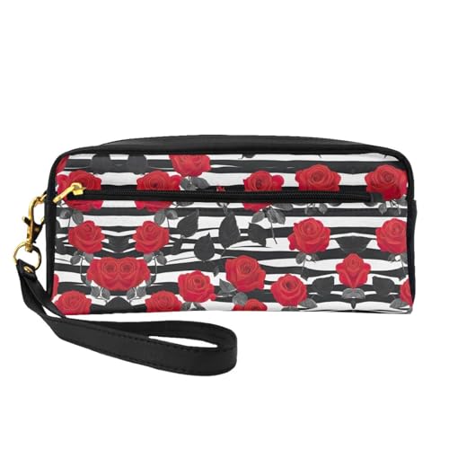 Make-up-Tasche mit roten Rosen, gestreift, Reise-Kosmetiktasche, Make-up-Tasche für Damen, Make-up-Organizer, Reiseutensilien, Schwarz , Einheitsgröße, Kosmetiktasche Make-up-Tasche mit roten Rosen, gestreift, Reise-Kosmetiktasche, Make-up-Tasche für Damen, Make-up-Organizer, Reiseutensilien, Schwarz , Einheitsgröße, Kosmetiktasche von UVBDF